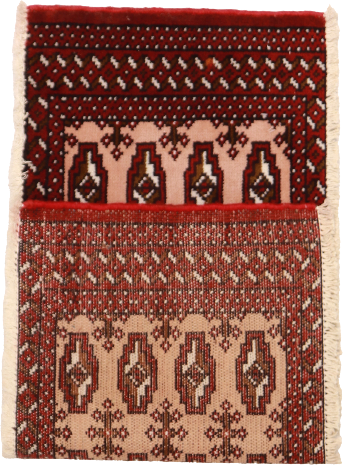 W 1.5 L 3.5 Tekeh 100% Wool Hand-Woven Geometric Design - 64958