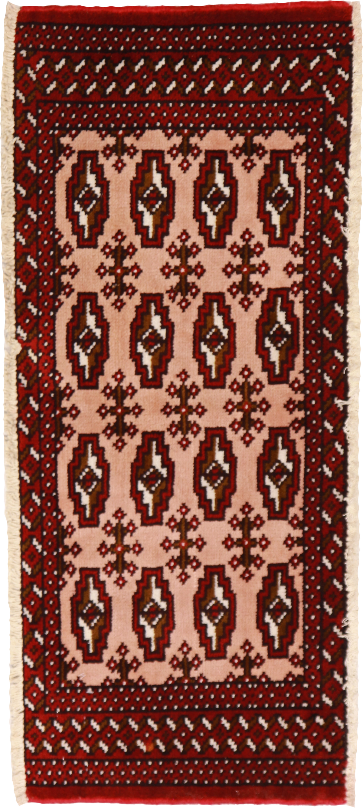 W 1.5 L 3.5 Tekeh 100% Wool Hand-Woven Geometric Design - 64958