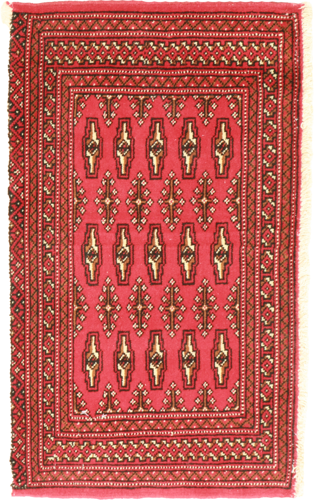 W 1.80 L 2.11 Tekeh 100% Wool Hand-Woven Geometric Design - 64959