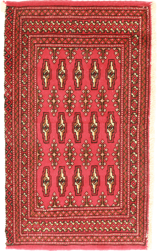W 1.80 L 2.11 Tekeh 100% Wool Hand-Woven Geometric Design - 64959
