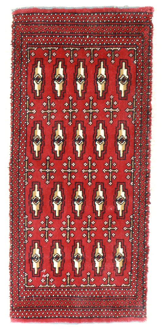 1.6 x 3.3 - Tekeh Fine/Wool Geometric Rectangle - Finest Hand-Knotted Quality Wool — 64961