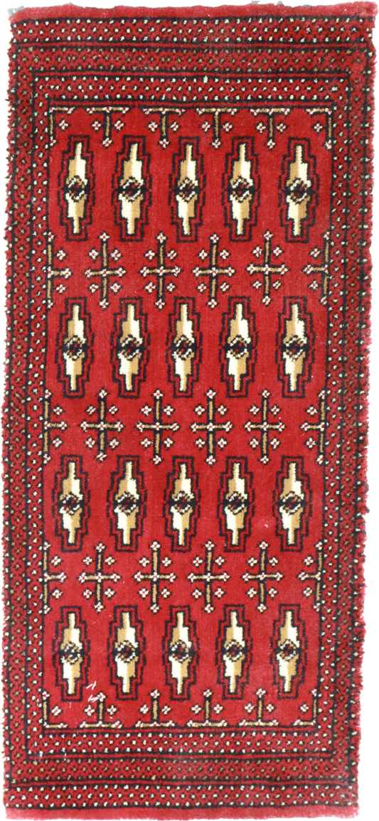 W 1.6 - L 3.3 Tekeh 100% Wool Hand-Woven Geometric Design - 64961