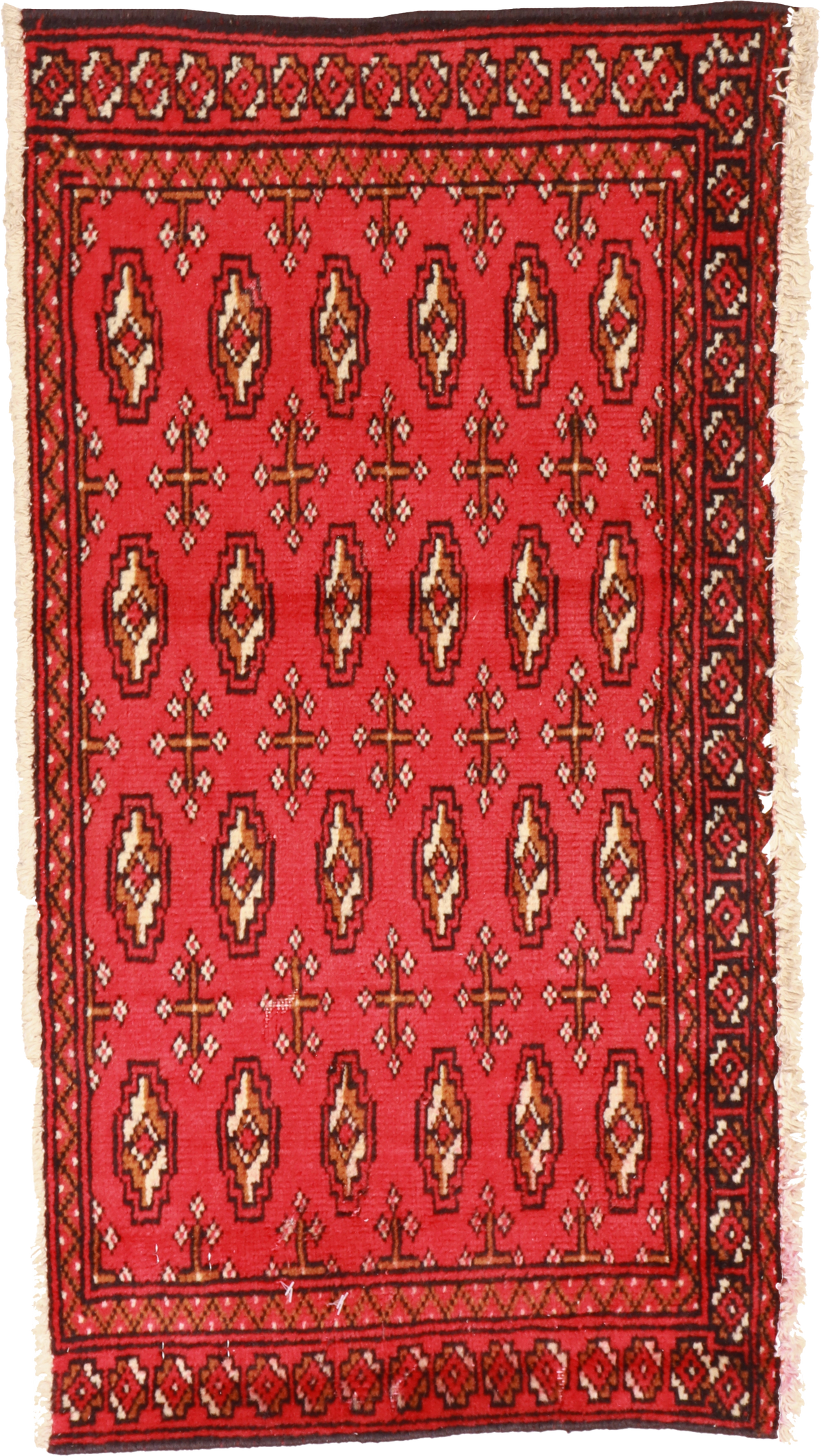 W 1.6 L 2.11 Tekeh 100% Wool Hand-Woven Geometric Design - 64966