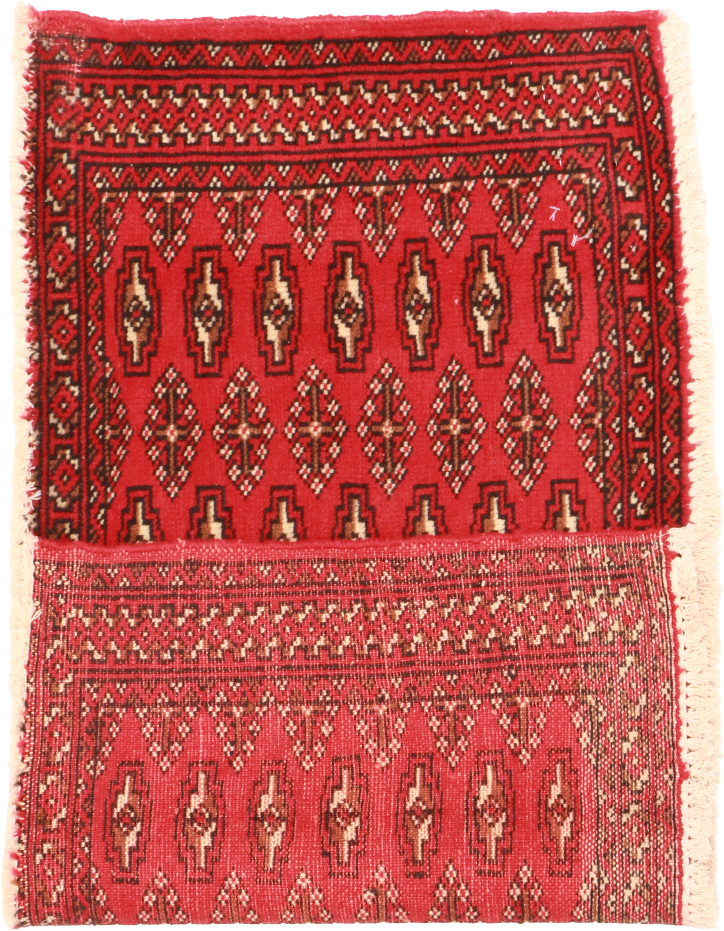 W 1.7 - L 3.4 - Tekeh Fine/Wool Geometric Rectangle - Finest Hand-Knotted Quality Wool - 64967