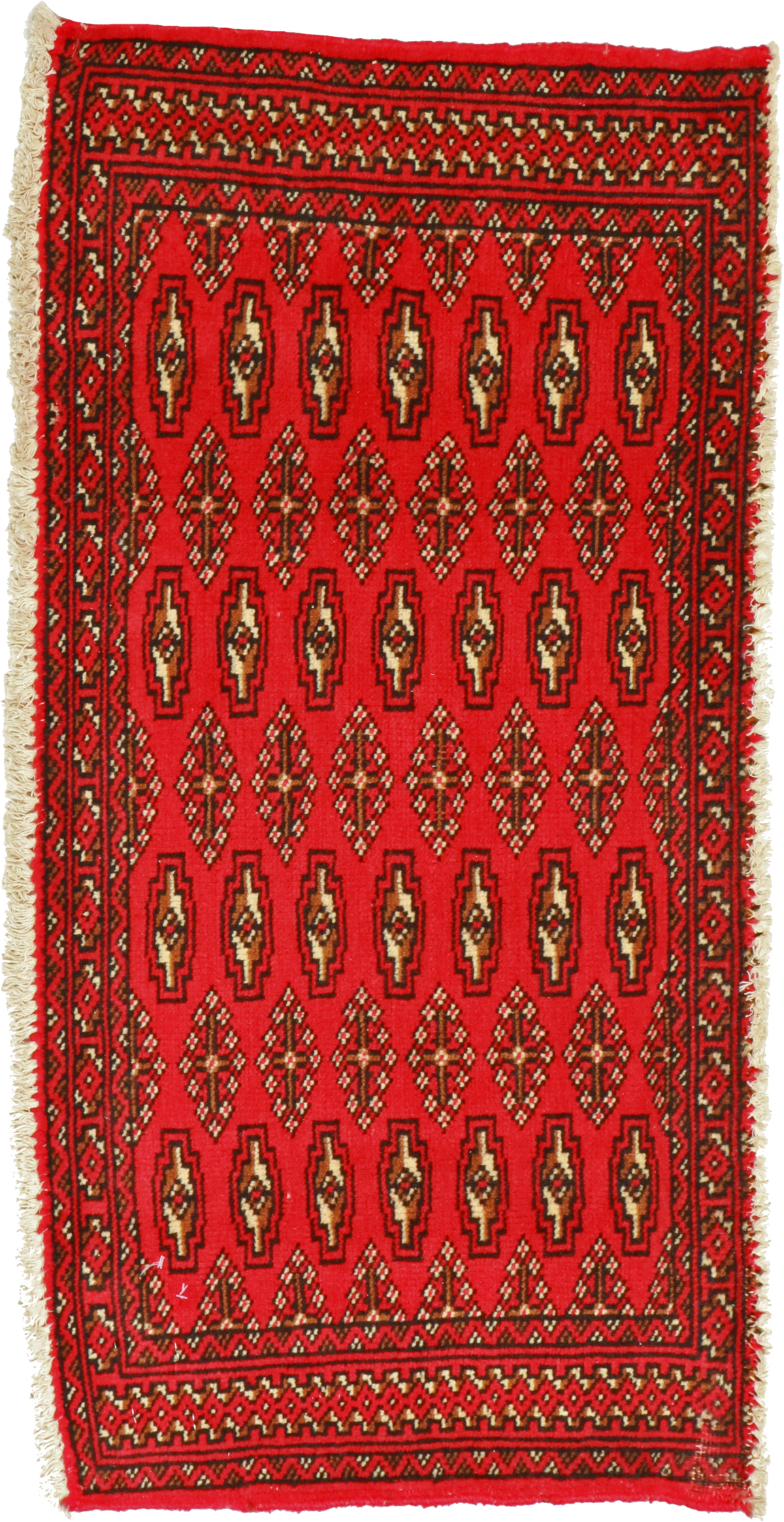 W 1.7 L 3.4 Tekeh 100% Wool Hand-Woven Geometric Design - 64967