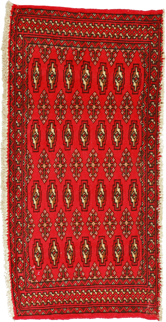 W 1.7 L 3.4 Tekeh 100% Wool Hand-Woven Geometric Design - 64967