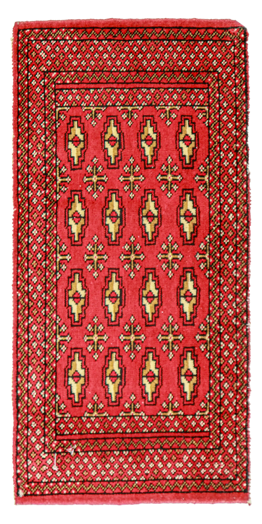 W 1.8 L 3.6 Tekeh 100% Wool Handmade Geometric Design - 64968