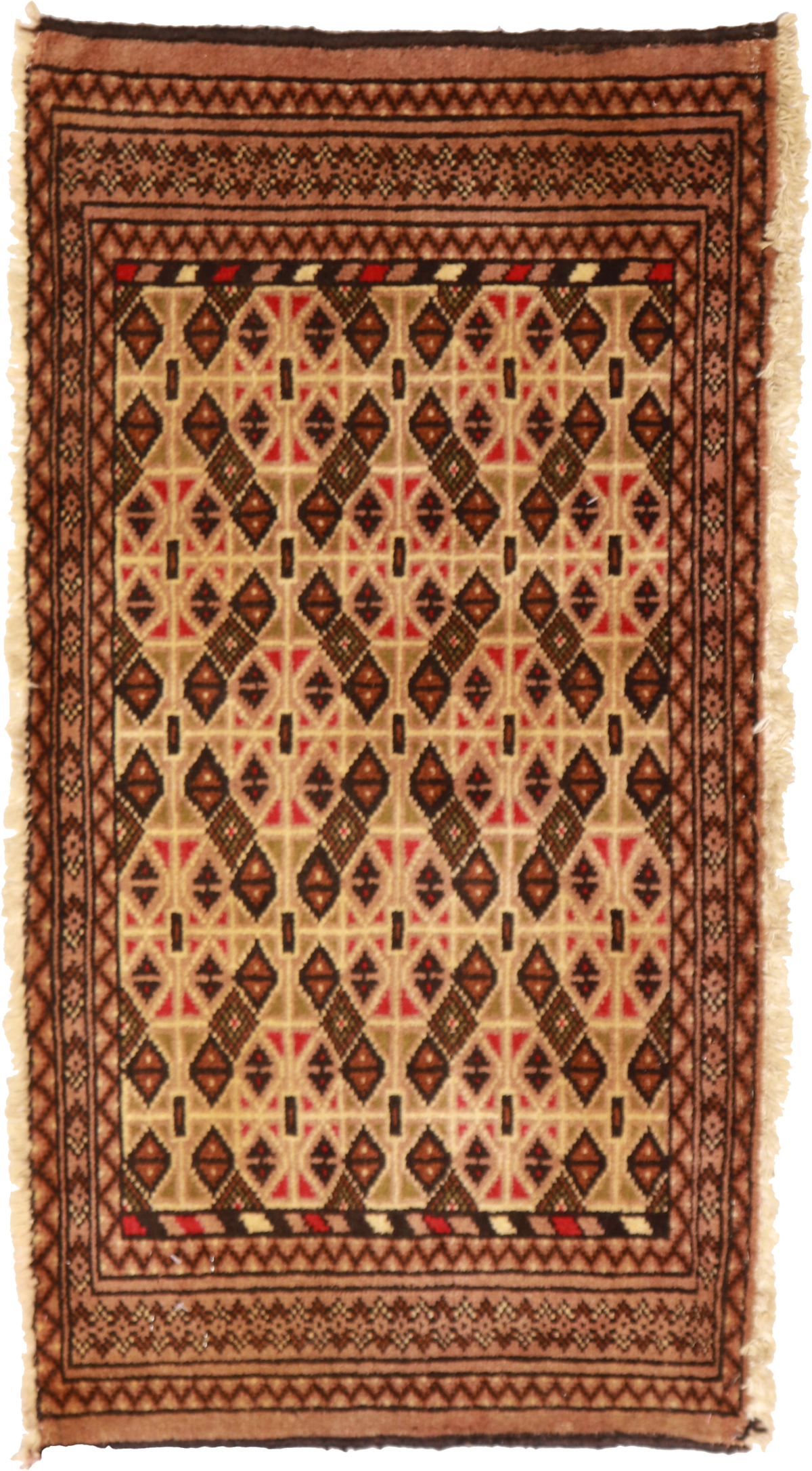 W 1.8 L 3.3 Tekeh 100% Wool Hand-Woven Geometric Design - 64971