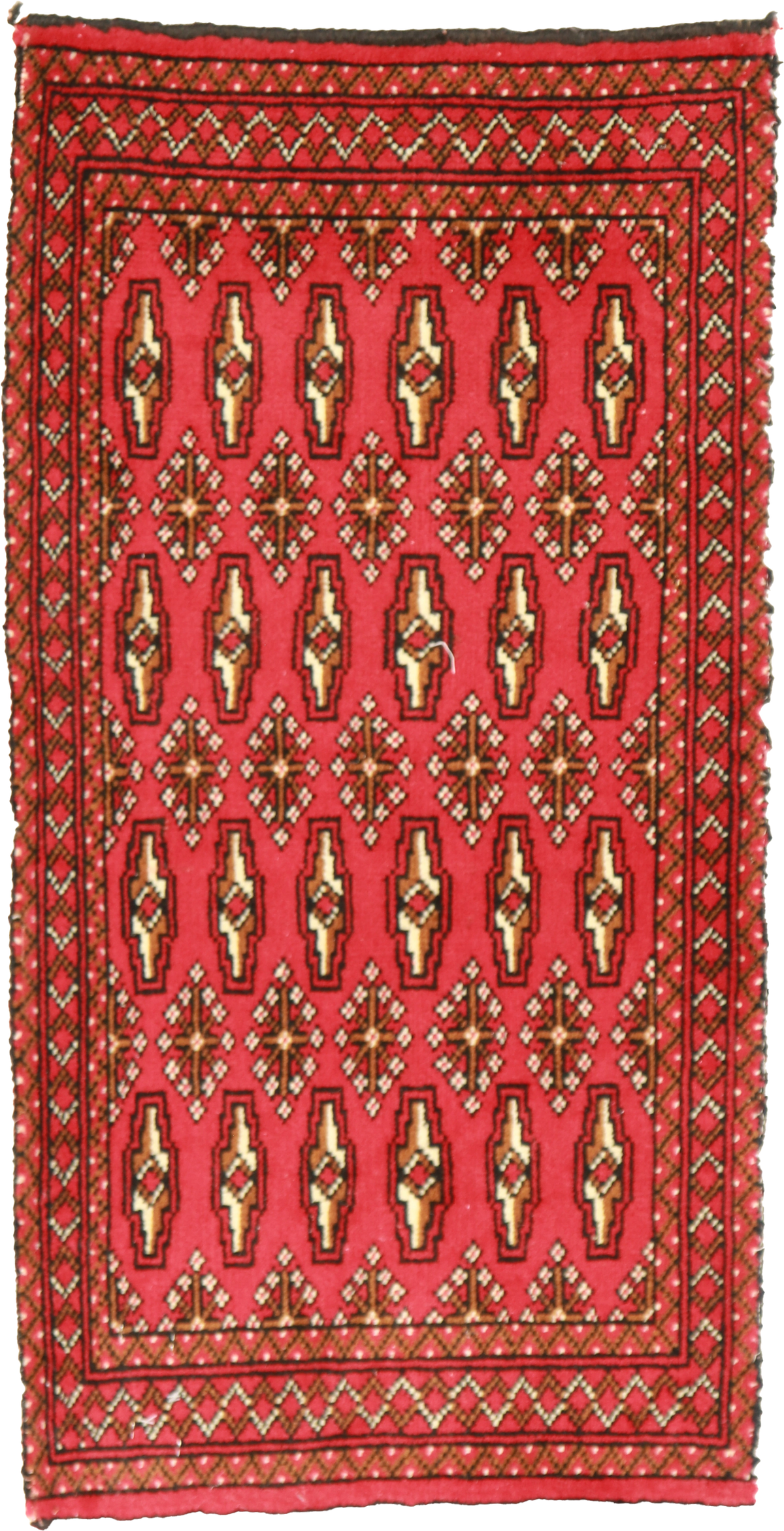 W 1.8 L 3.2 Tekeh 100% Wool Hand-Woven Geometric Design - 64973