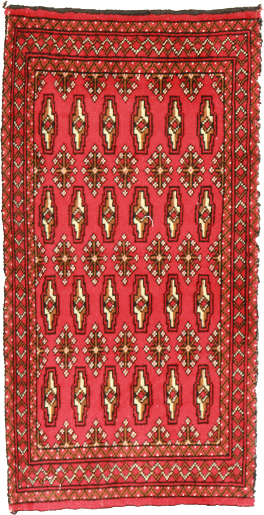 W 1.8 L 3.2 Tekeh 100% Wool Hand-Woven Geometric Design - 64973