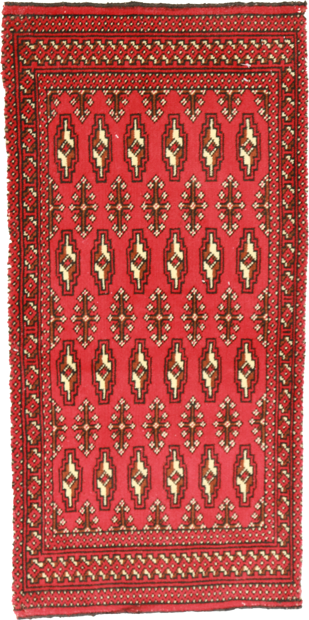 W 1.10 L 3.9 Tekeh 100% Wool Hand-Woven Geometric Design - 64979