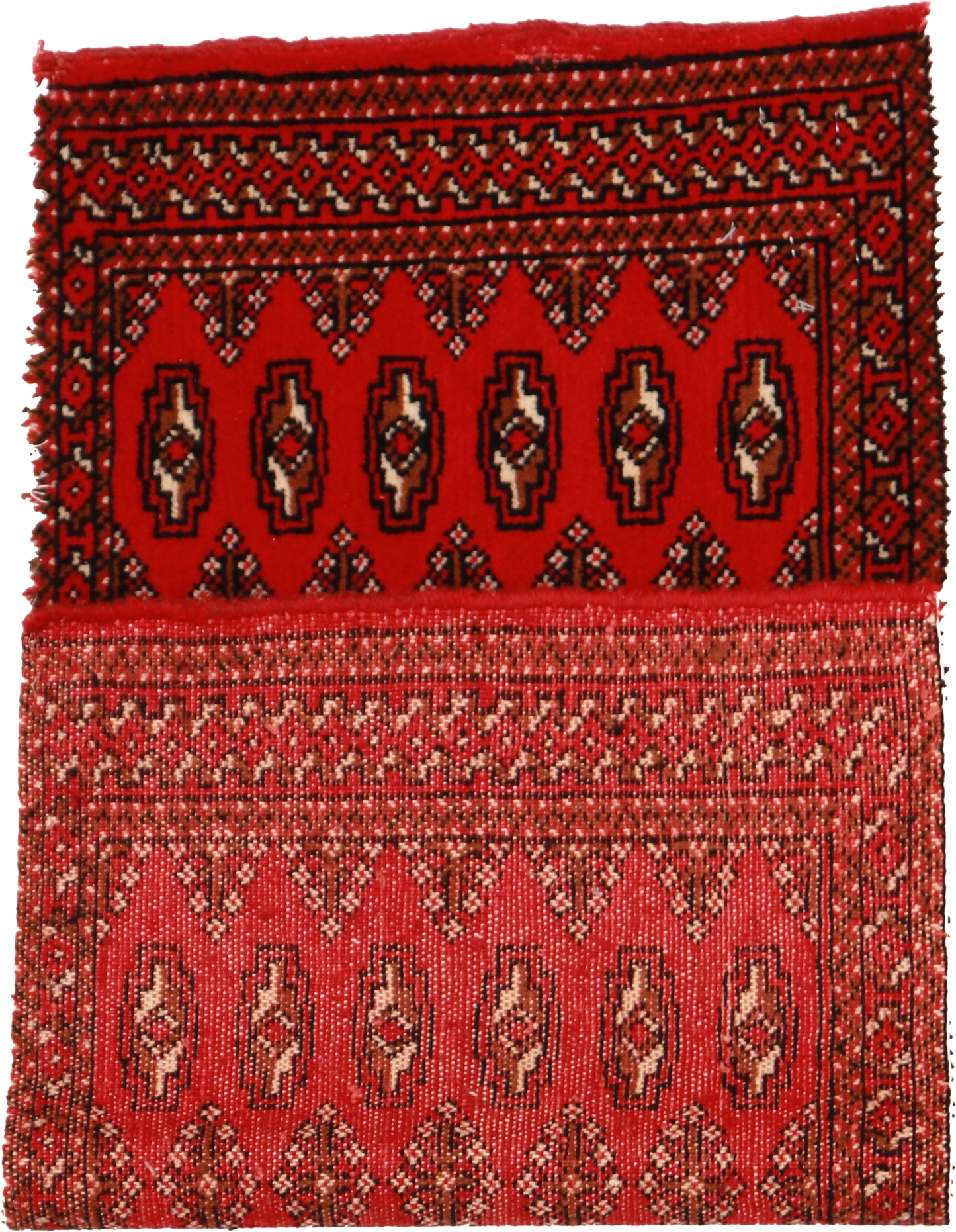 W 1.7 - L 3.4 - Tekeh Fine/Wool Geometric Rectangle - Finest Hand-Knotted Quality Wool - 64980