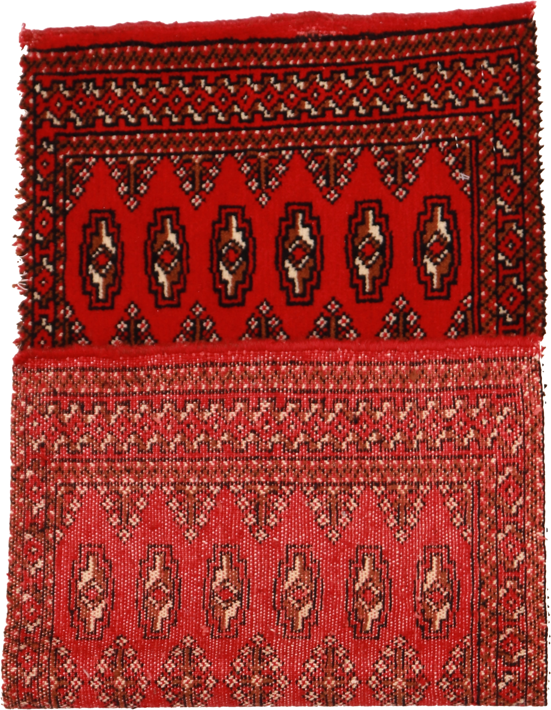W 1.7 - L 3.4 - Tekeh Fine/Wool Geometric Rectangle - Finest Hand-Knotted Quality Wool - 64980