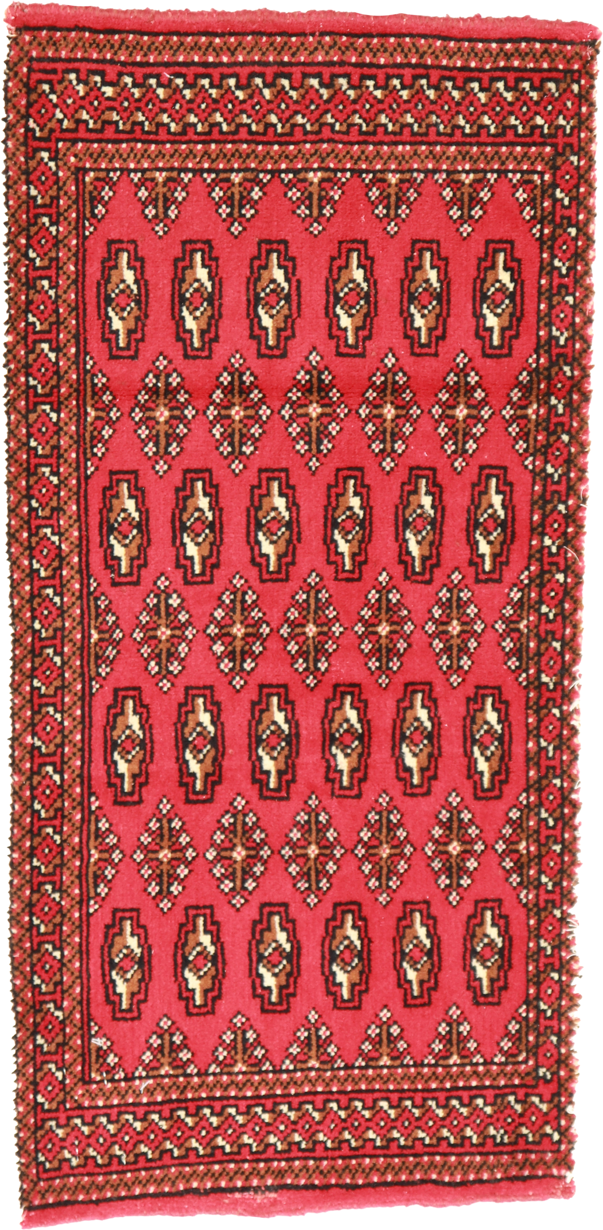 W 1.7 L 3.4 Tekeh 100% Wool Hand-Woven Geometric Design - 64980
