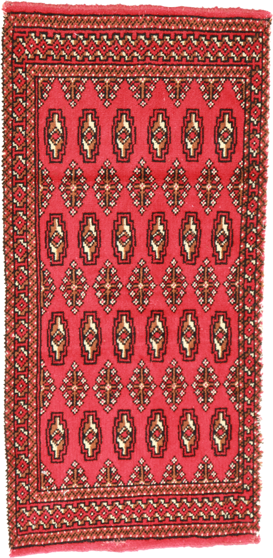 W 1.7 L 3.4 Tekeh 100% Wool Hand-Woven Geometric Design - 64980