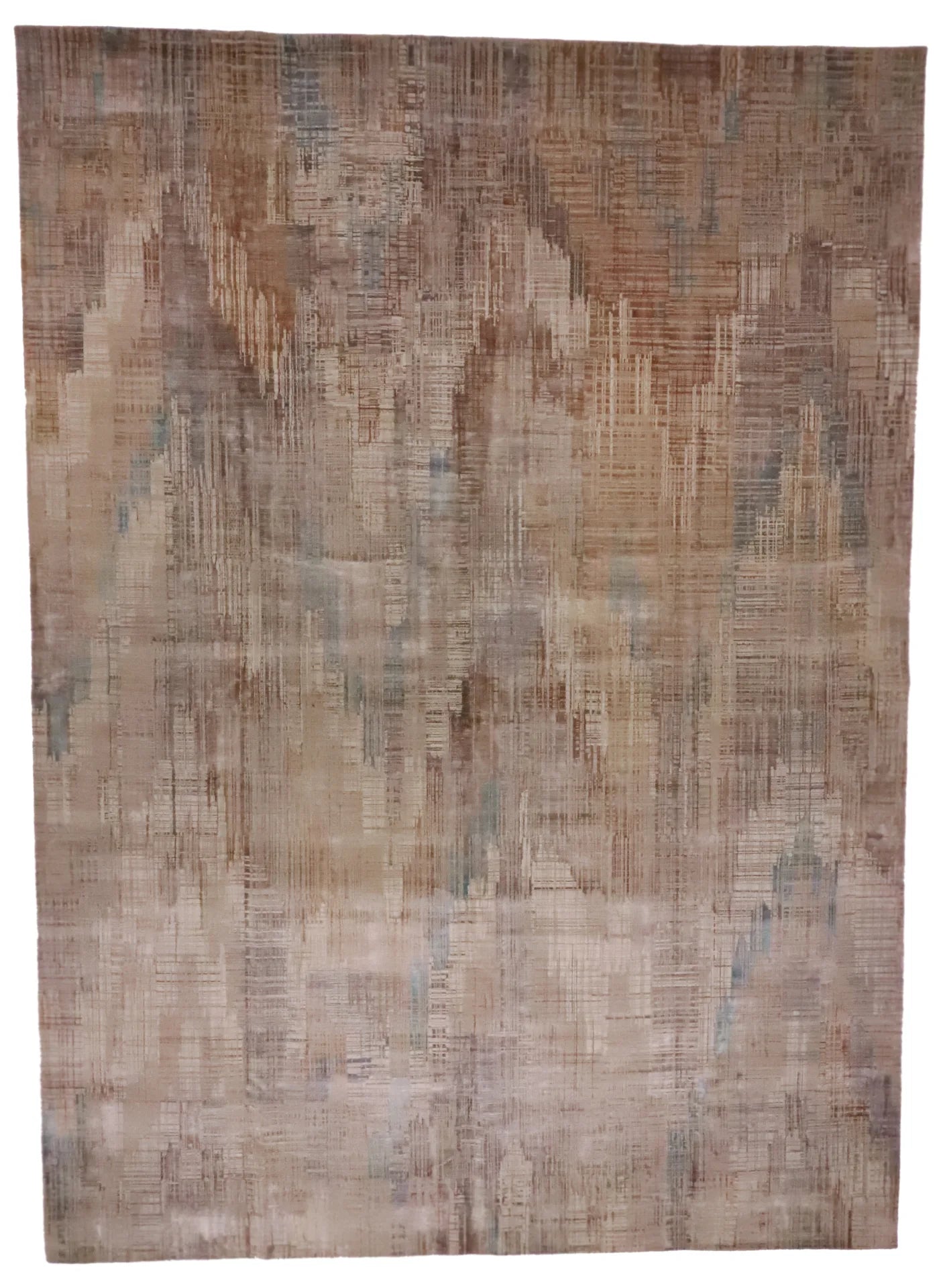 10.2 x 14 - Modern Silk/Wool Contemporary Rectangle - Finest Hand-Knotted Quality Wool — 64991