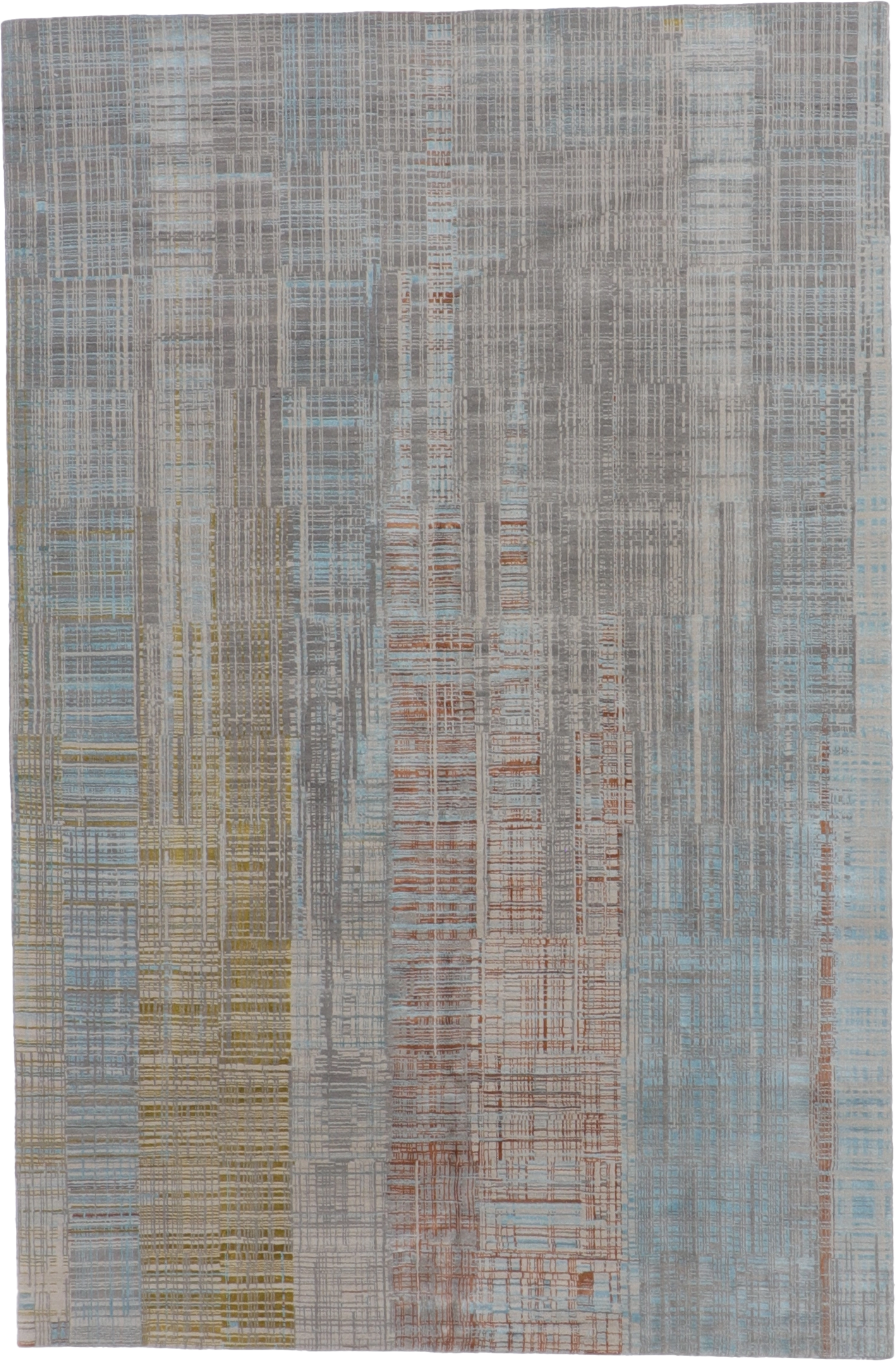 W 6 L 9.1 Modern Wool And Silk Blend Hand-Woven Contemporary Design - 64994