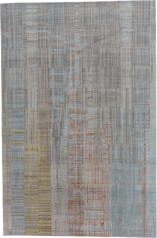 W 6 L 9.1 Modern Wool And Silk Blend Hand-Woven Contemporary Design - 64994