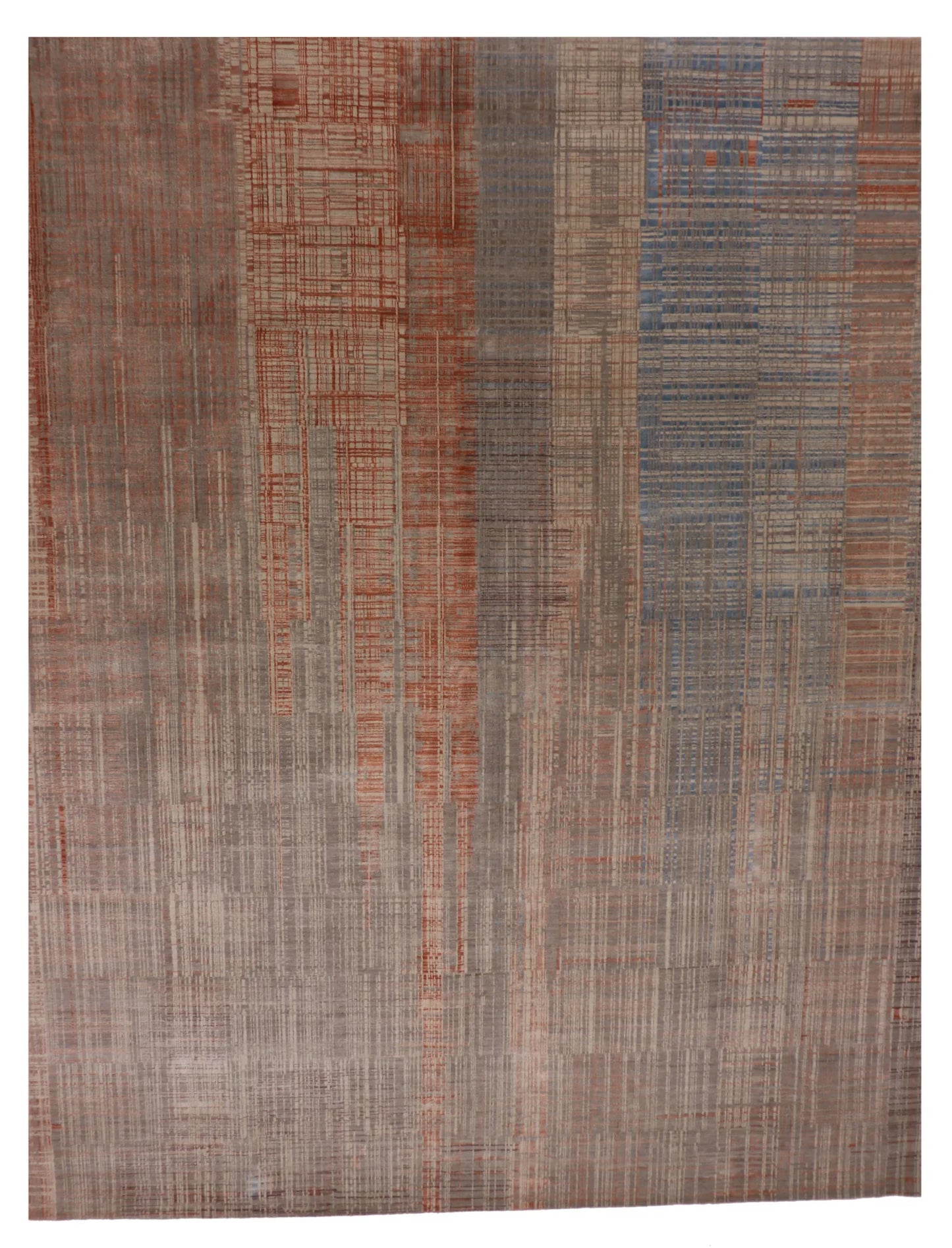 8 x 10 - Modern Wool/Silk Contemporary Rectangle - Finest Hand-Knotted Quality Wool — 64997