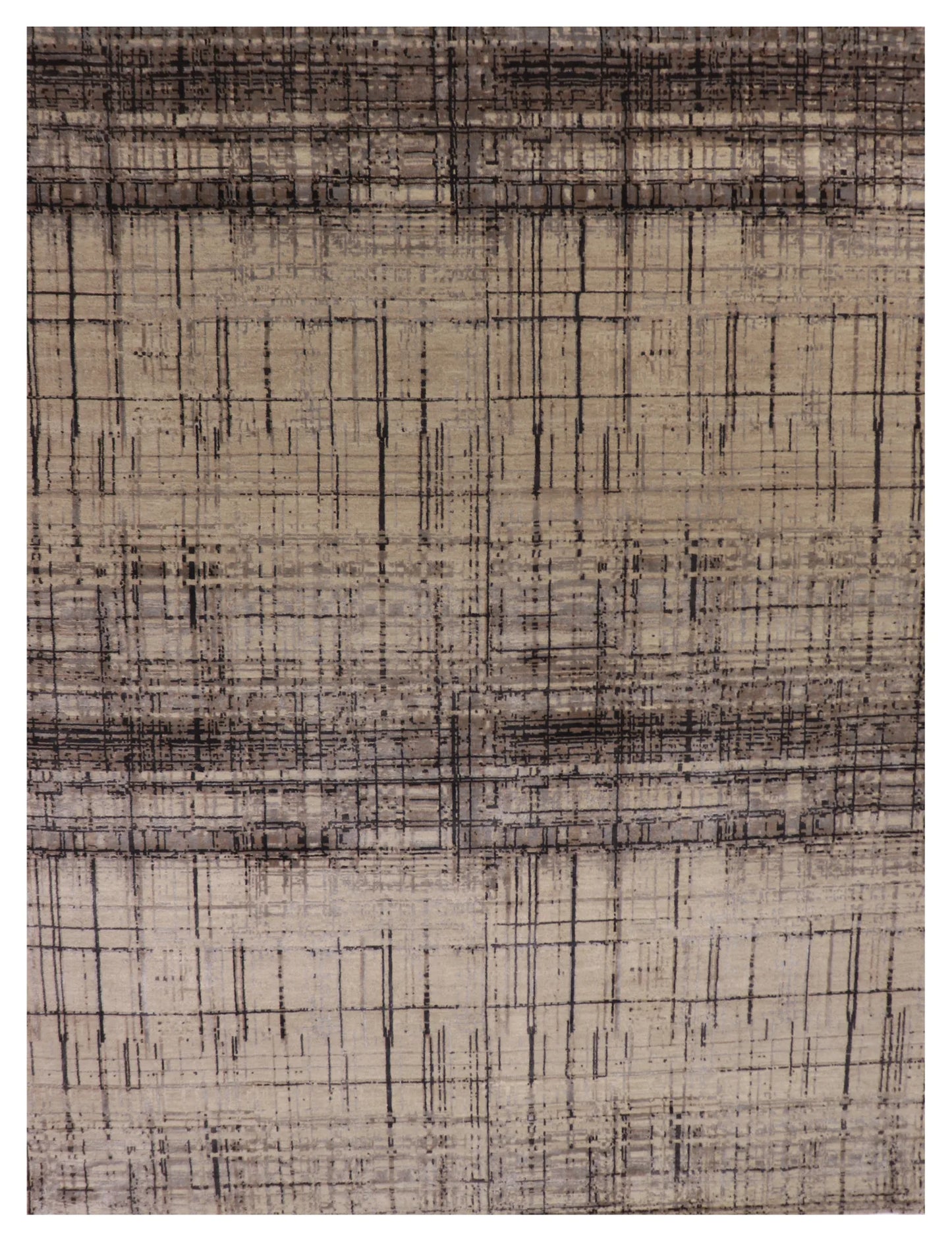 7.11 x 10.1 - Modern Wool/Silk All Over Rectangle - Hand Woven Rug — 65000