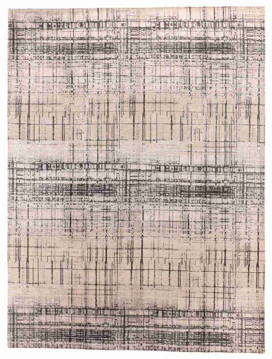 W 9 L 12 Modern Wool And Silk Blend Hand-Woven Contemporary Design - 65001