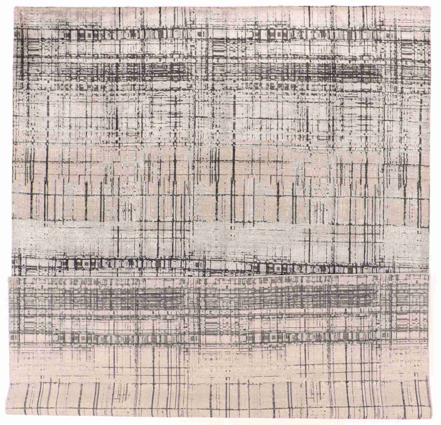 W 9 L 12 Modern Wool And Silk Blend Hand-Woven Contemporary Design - 65001