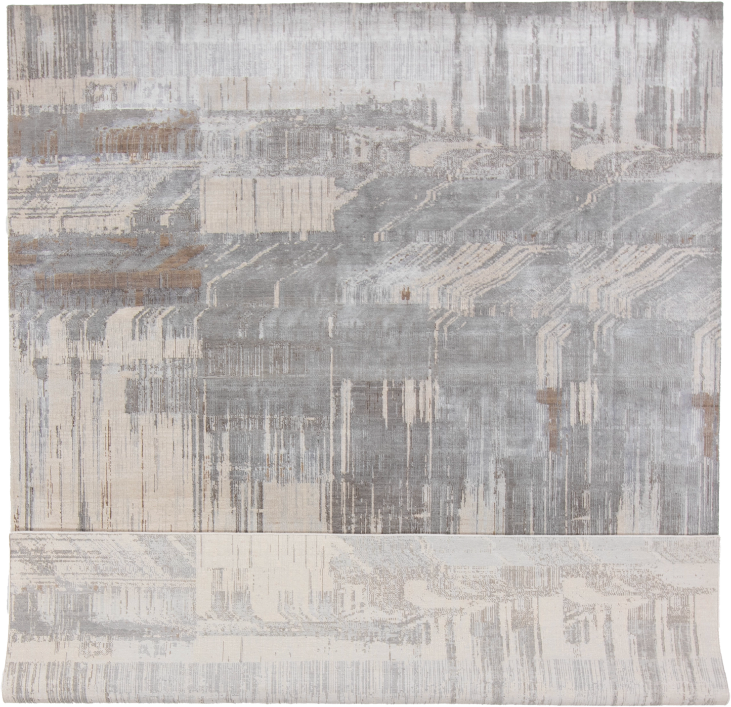 W 8.1 L 10 Modern Wool And Silk Blend Hand-Woven Contemporary Design - 65012