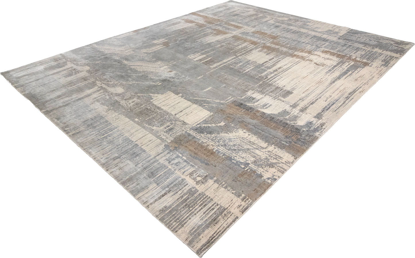 W 8.1 L 10 Modern Wool And Silk Blend Hand-Woven Contemporary Design - 65012