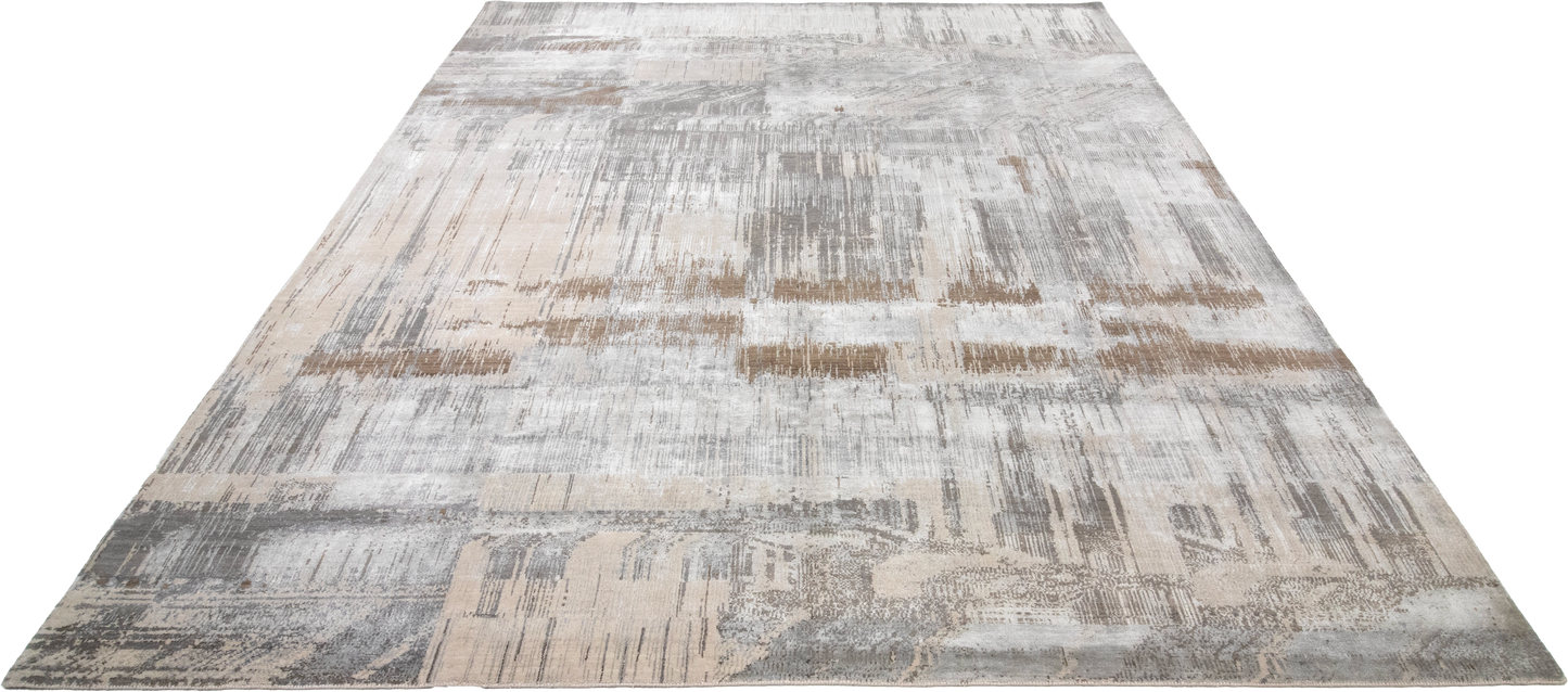 W 8.1 L 10 Modern Wool And Silk Blend Hand-Woven Contemporary Design - 65012