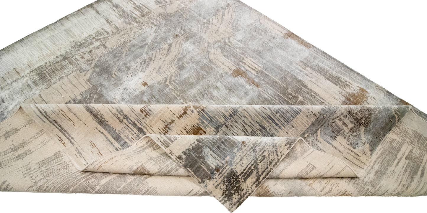 W 8.1 L 10 Modern Wool And Silk Blend Hand-Woven Contemporary Design - 65012