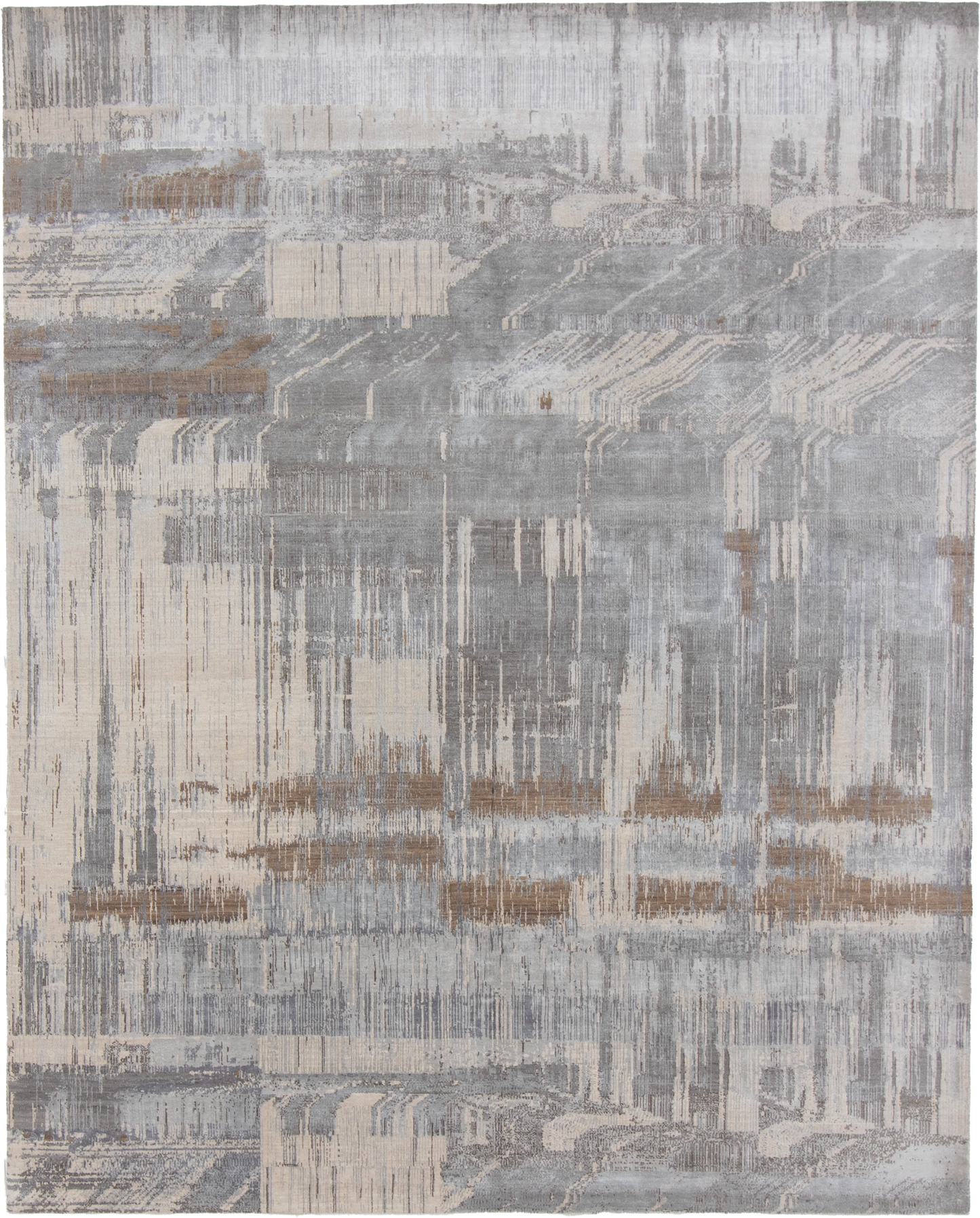 W 8.1 L 10 Modern Wool And Silk Blend Hand-Woven Contemporary Design - 65012