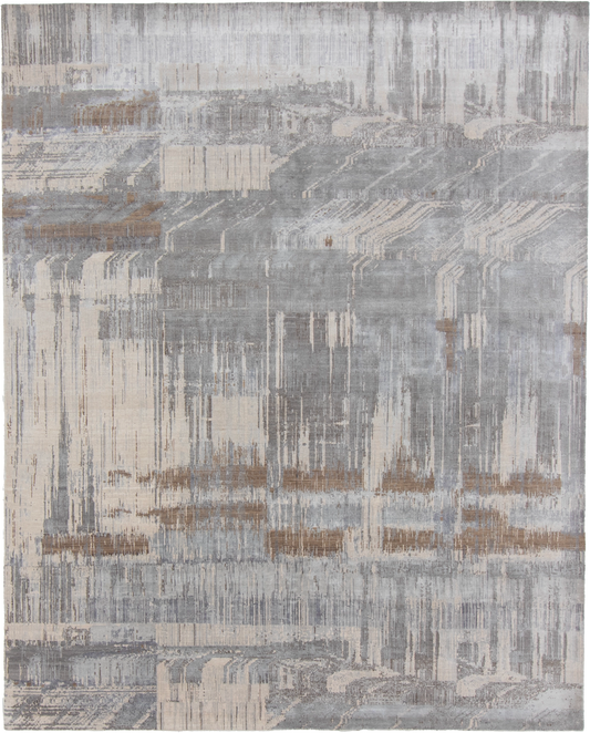 W 8.1 L 10 Modern Wool And Silk Blend Hand-Woven Contemporary Design - 65012