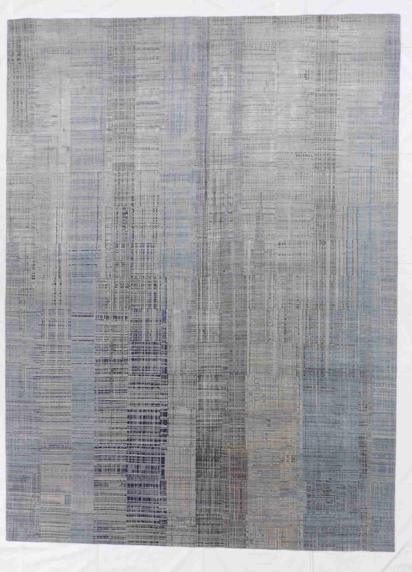 W 9 L 12 Modern Wool And Silk Blend Hand-Woven Contemporary Design - 65014