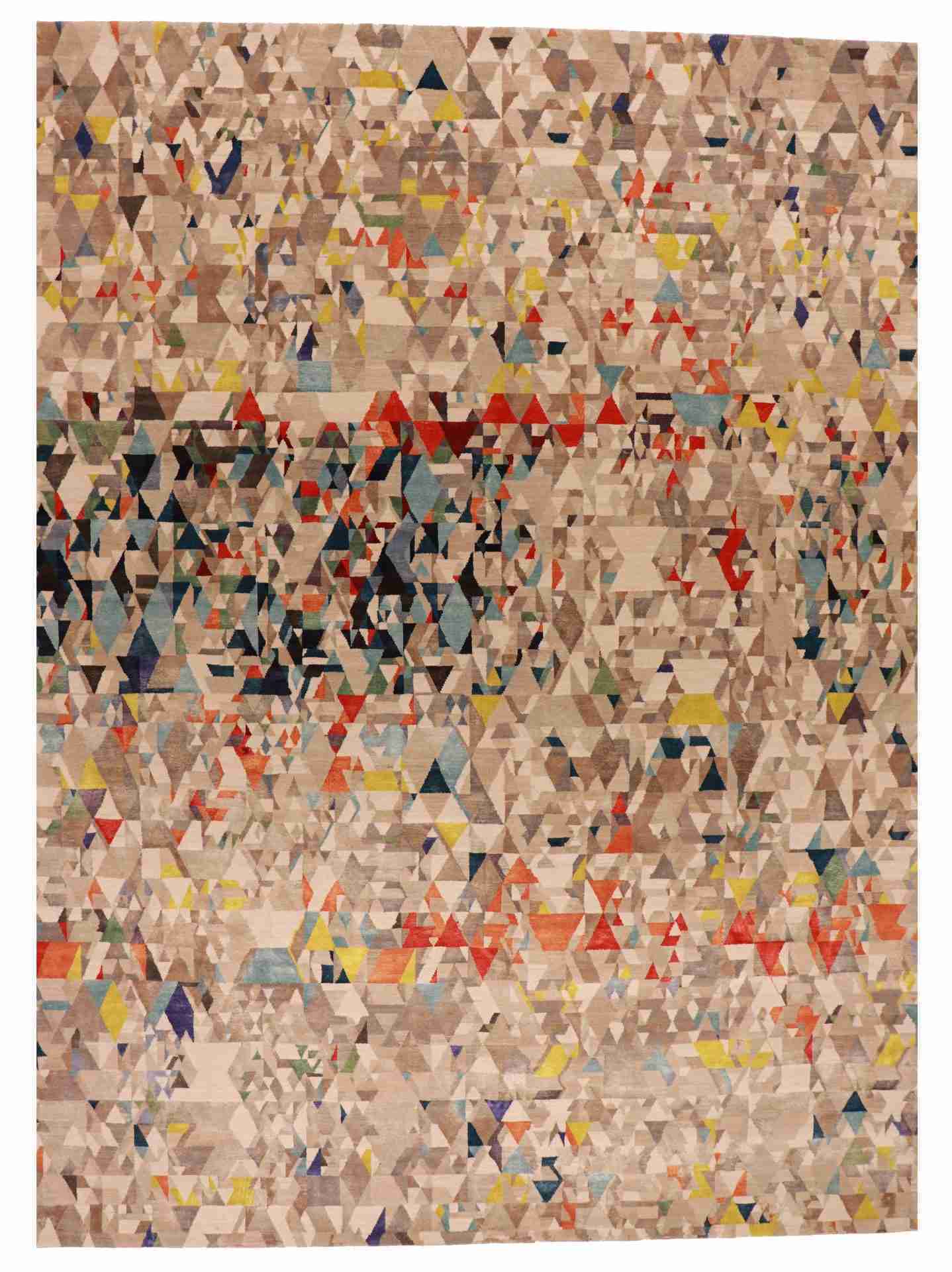W 9.2 L 12.1 Modern Wool And Silk Blend Hand-Woven Contemporary Design - 65020