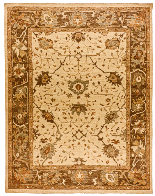W 7.7 L 9.8 Shah Abbas 100% Wool Hand-Woven All-Over Design - 65059
