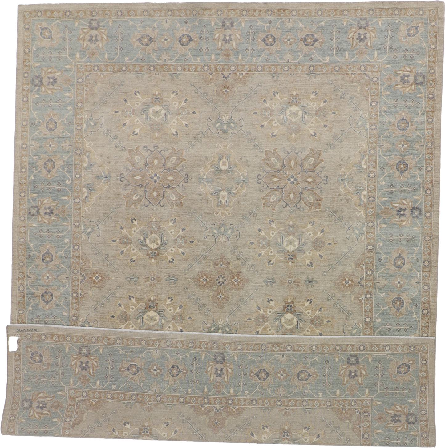 W 9.1 L 11.8 Oushak 100% Wool Hand-Woven All-Over Design - 65062