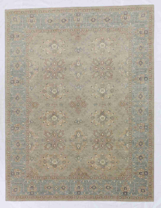 W 9.1 - L 11.8 - Oushak Wool Transitional Rectangle - Finest Hand-Knotted Quality Wool - 65062