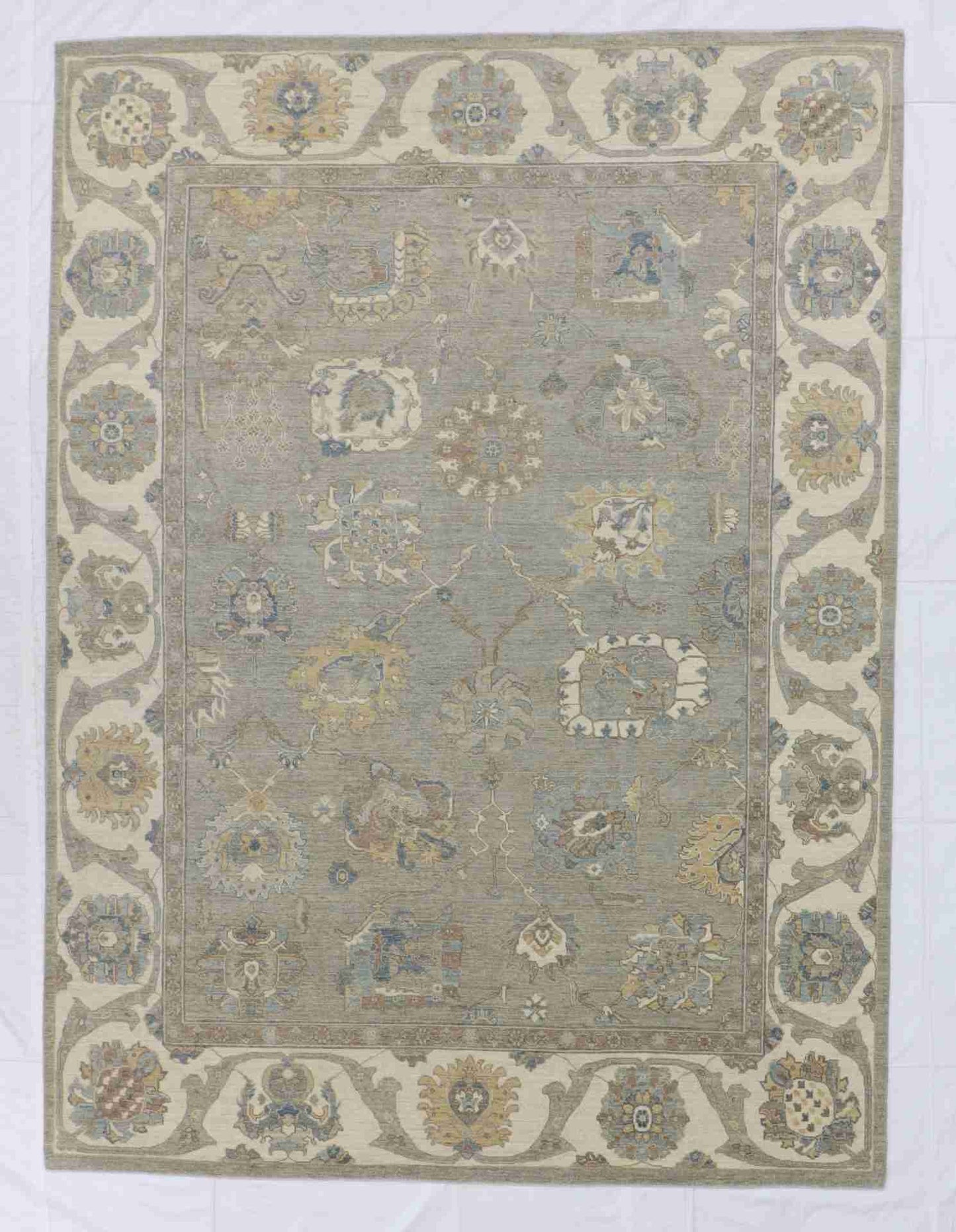 W 8.9 - L 11.8 - Transitional Wool Hajjallie Rectangle - Hand Woven Rug - 65066