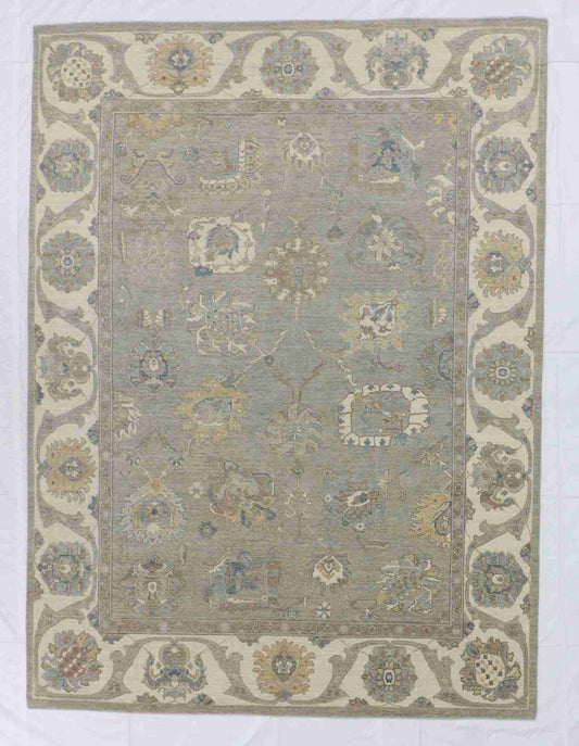 W 8.9 - L 11.8 - Transitional Wool Hajjallie Rectangle - Hand Woven Rug - 65066