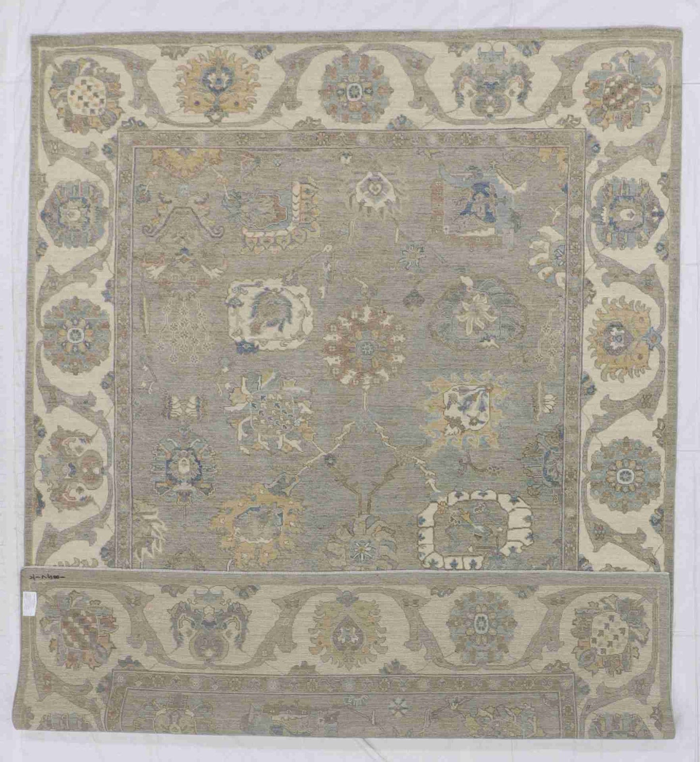 W 8.9 - L 11.8 - Transitional Wool Hajjallie Rectangle - Hand Woven Rug - 65066