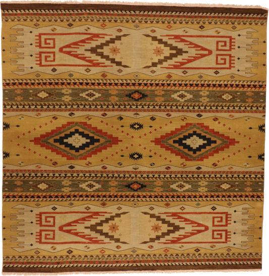W 10 L 10 Heriz 100% Wool Hand-Woven Geometric Design - 65108