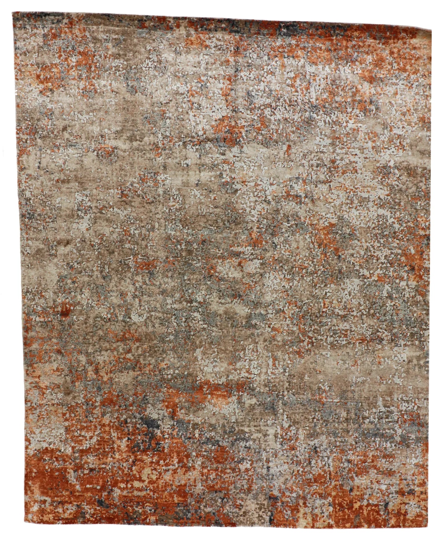8 x 9.10 - Modern Fine/Wool/Silk All Over Rectangle - Hand Woven Rug — 65121