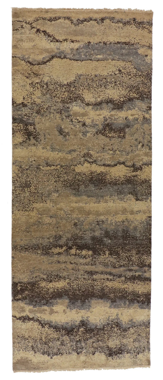 4 x 10 - Modern Fine/Wool/Silk All Over Rectangle - Finest Hand-Knotted Quality Wool — 65125