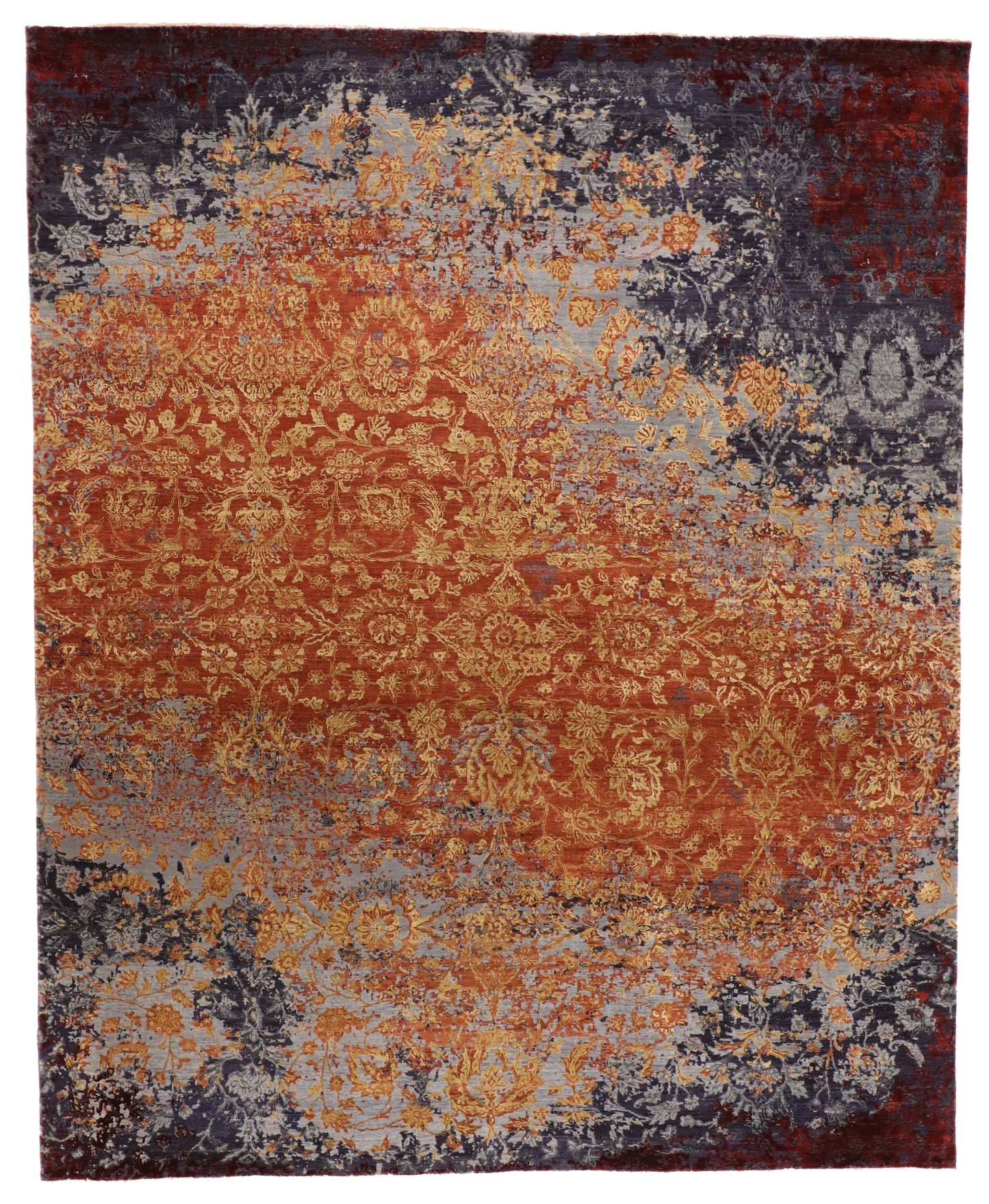 W 8.1 L 10 Modern Wool/Silk Blend Hand-Knotted Rug - 65130
