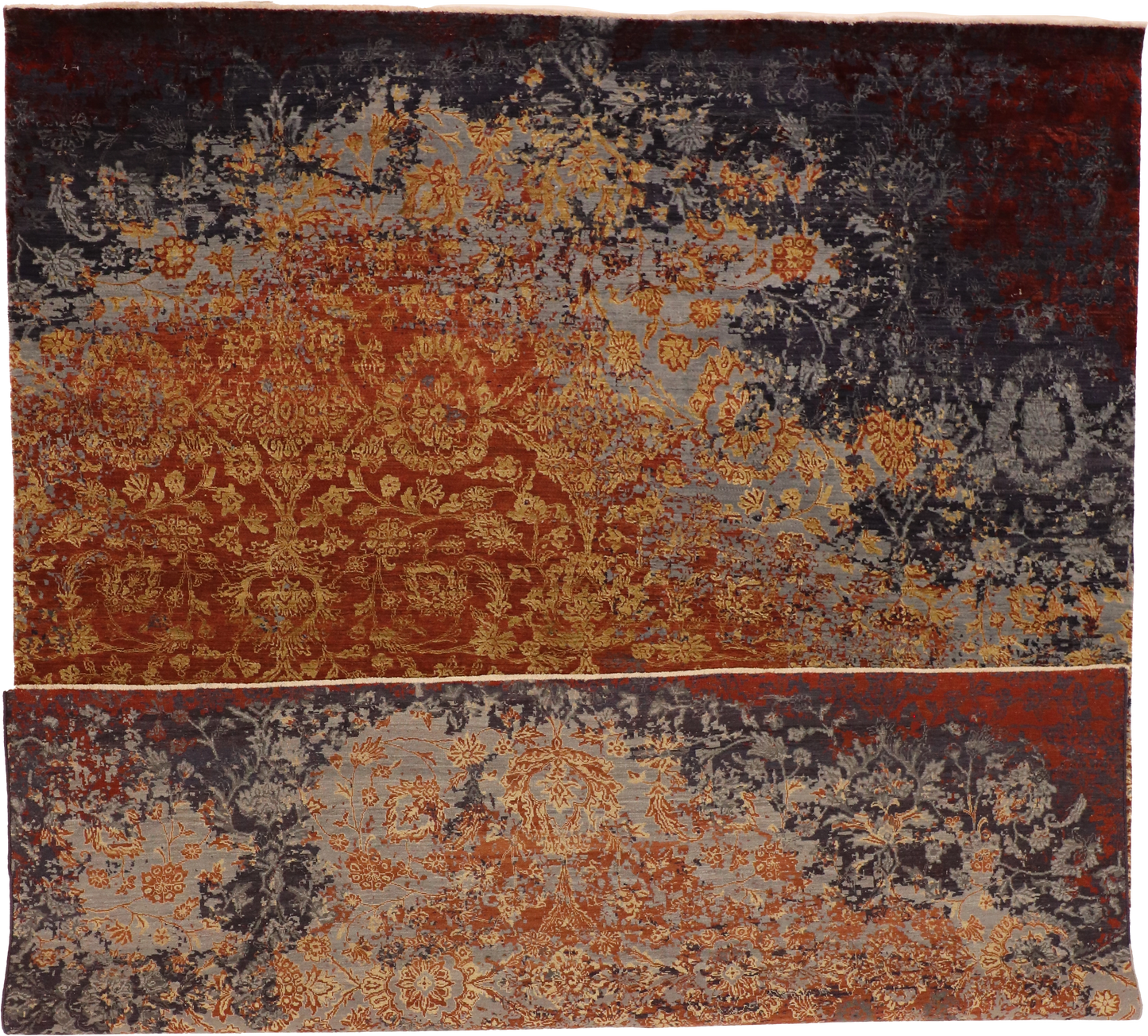 W 8.1 L 10 Modern Wool And Silk Blend Hand-Woven All-Over Design - 65130