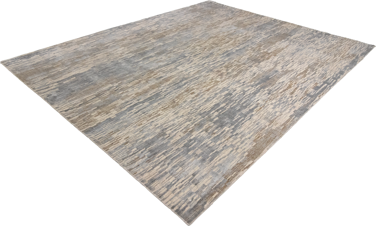 W 8 L 10 Modern Wool And Silk Blend Hand-Woven Contemporary Design - 65167