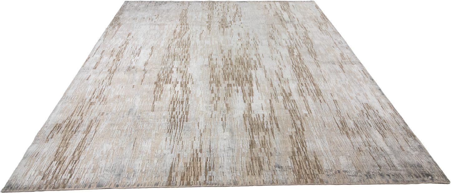 W 8 L 10 Modern Wool And Silk Blend Hand-Woven Contemporary Design - 65167