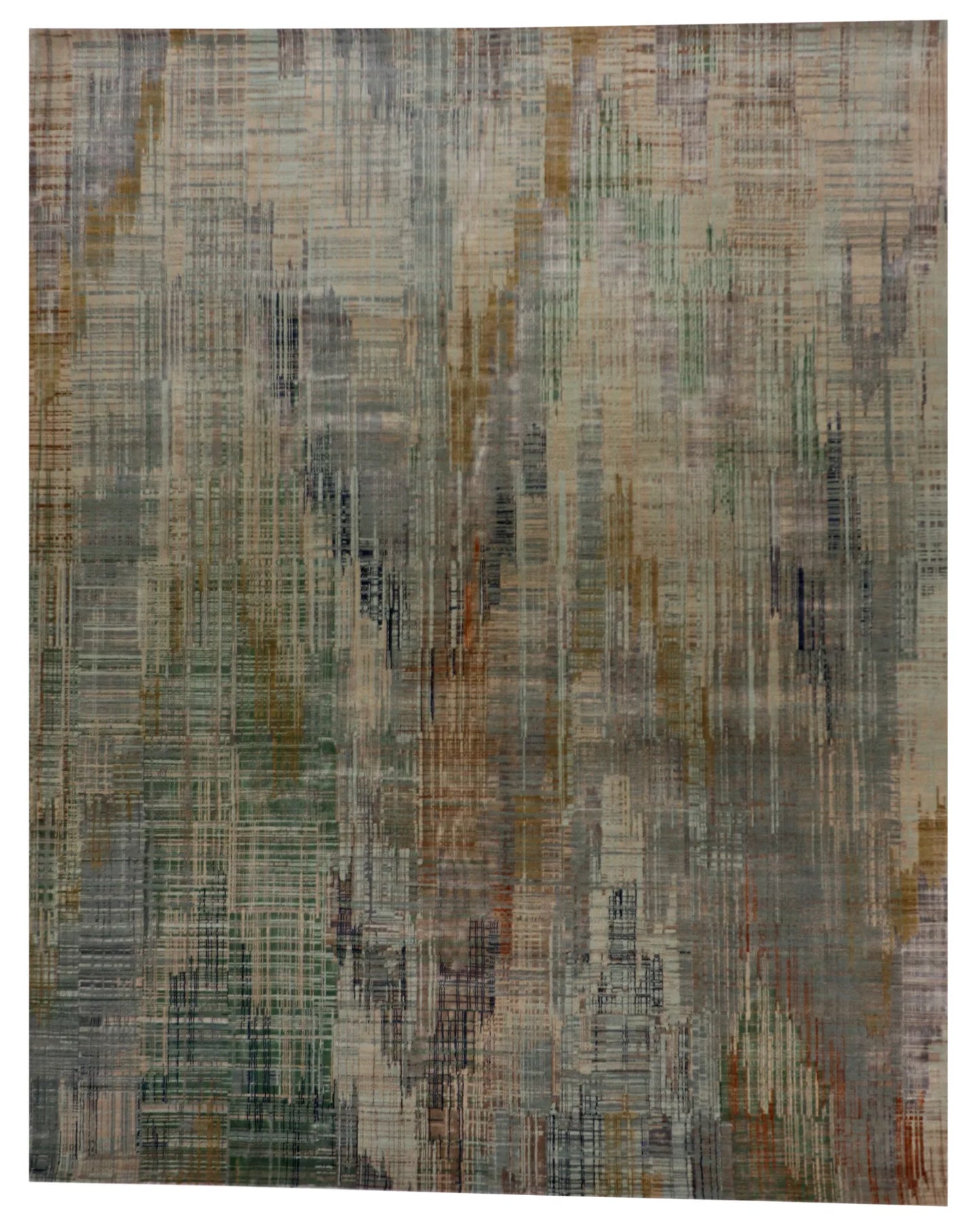 8.1 x 10 - Modern Wool/Silk Contemporary Rectangle - Finest Hand-Knotted Quality Wool — 65170