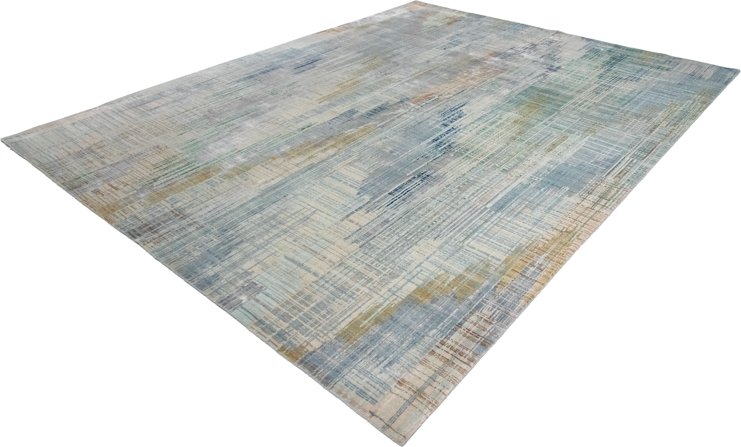 W 8.1 L 10 Modern Wool And Silk Blend Hand-Woven Contemporary Design - 65170