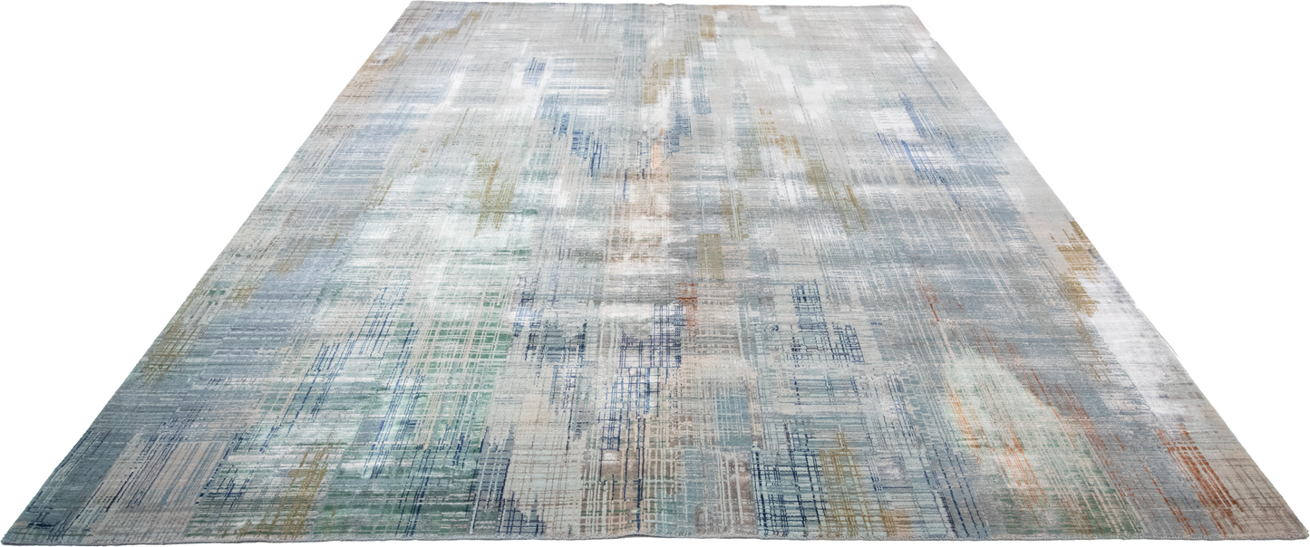 W 8.1 L 10 Modern Wool And Silk Blend Hand-Woven Contemporary Design - 65170